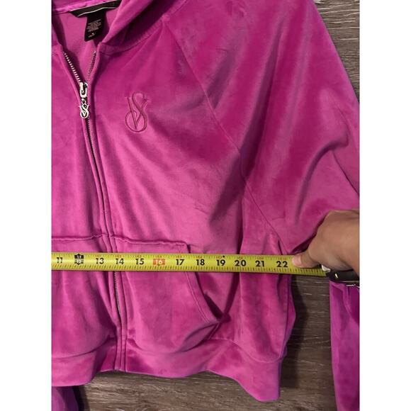 Victoria’s Secret TRACKSUIT SET Velvet Jacket & Jogger Velour Hot Pink Medium - Picture 5 of 16
